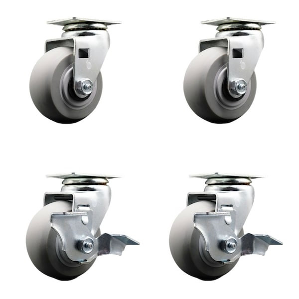 Tool Box Caster Wheel Set 4'' Thermoplastic Rubber Swivel Casters, 4PK